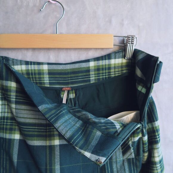 FREE PEOPLE NWT Acadia Green Combo Demi Plaid Pants Size 8 Cropped Wide Leg Punk - Picture 7 of 12